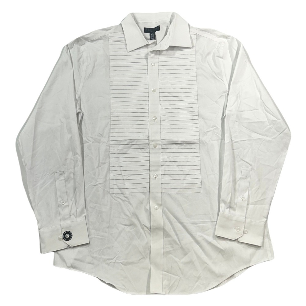 Alfani Slim Fit‎ Formal Tux Shirt Men Large 16-16.5 34-35 White Horizontal NEW